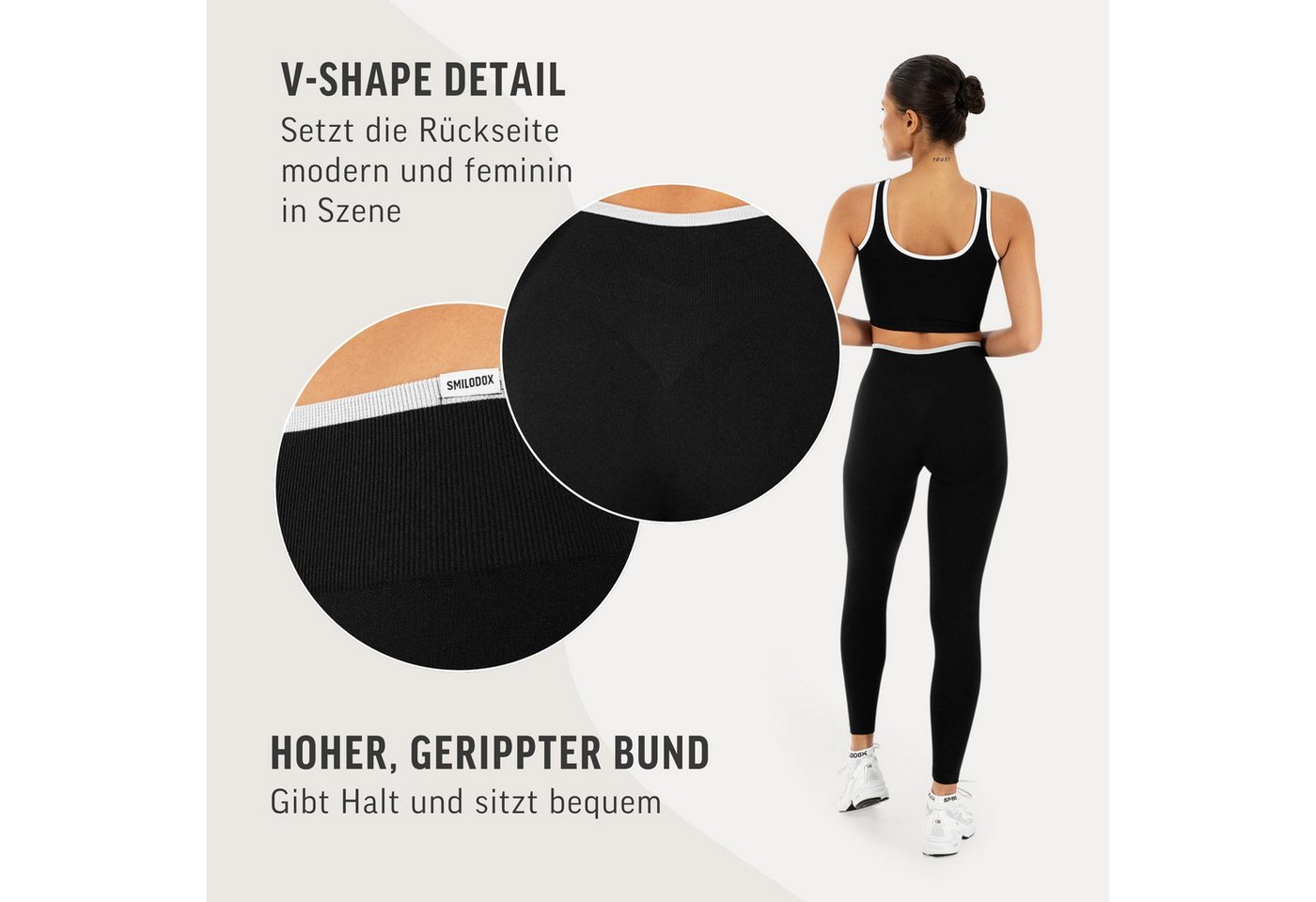 Smilodox Leggings Jorina, Sporthose Damen Shaped Fit, High Waist, V-Shape, Gym & Yoga V-Shape Rücken, hoher Bund, Stretch, Struktur, weich – Bild 5 von 5