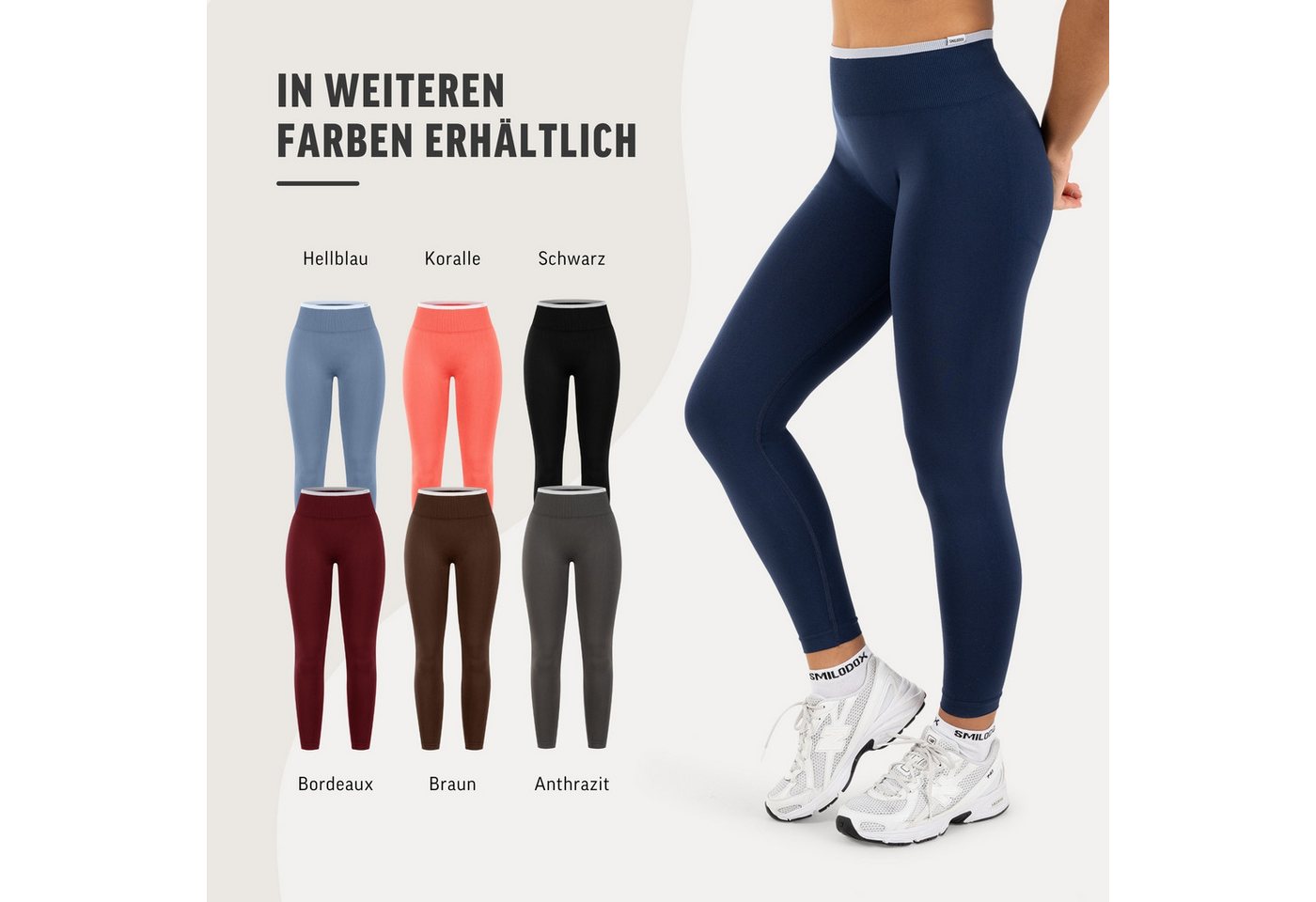 Smilodox Leggings Jorina, Sporthose Damen Shaped Fit, High Waist, V-Shape, Gym & Yoga V-Shape Rücken, hoher Bund, Stretch, Struktur, weich – Bild 4 von 5