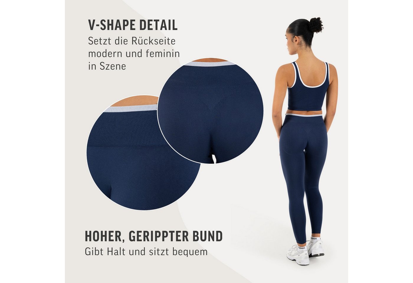 Smilodox Leggings Jorina, Sporthose Damen Shaped Fit, High Waist, V-Shape, Gym & Yoga V-Shape Rücken, hoher Bund, Stretch, Struktur, weich – Bild 5 von 5