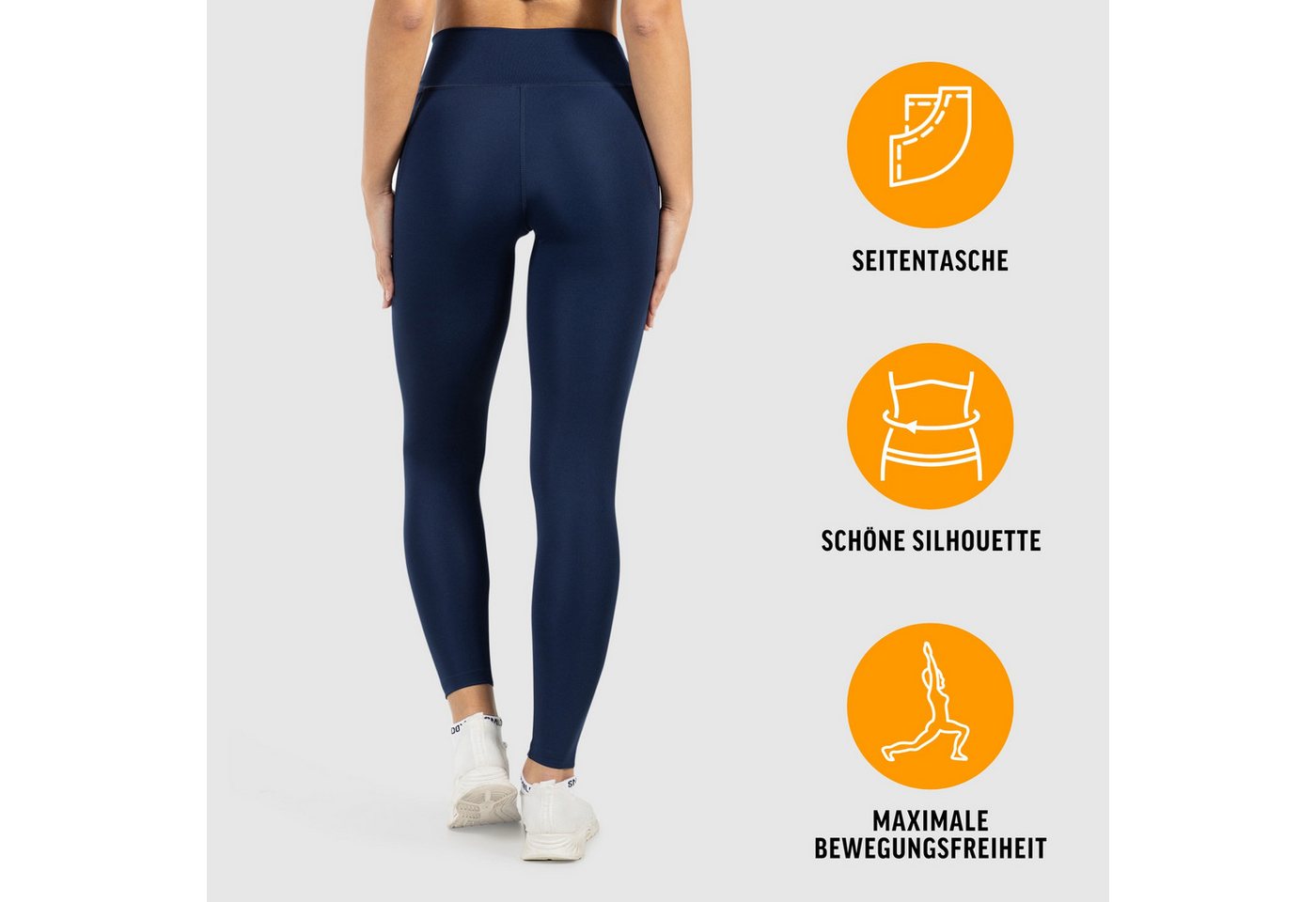 Smilodox Leggings Kelsy, High Waist Sportleggings V-Bund & seitlichen Eingrifftaschen nahtlos im Schritt, figurformende elastische Yogahose, Sport Freizeit – Bild 2 von 5