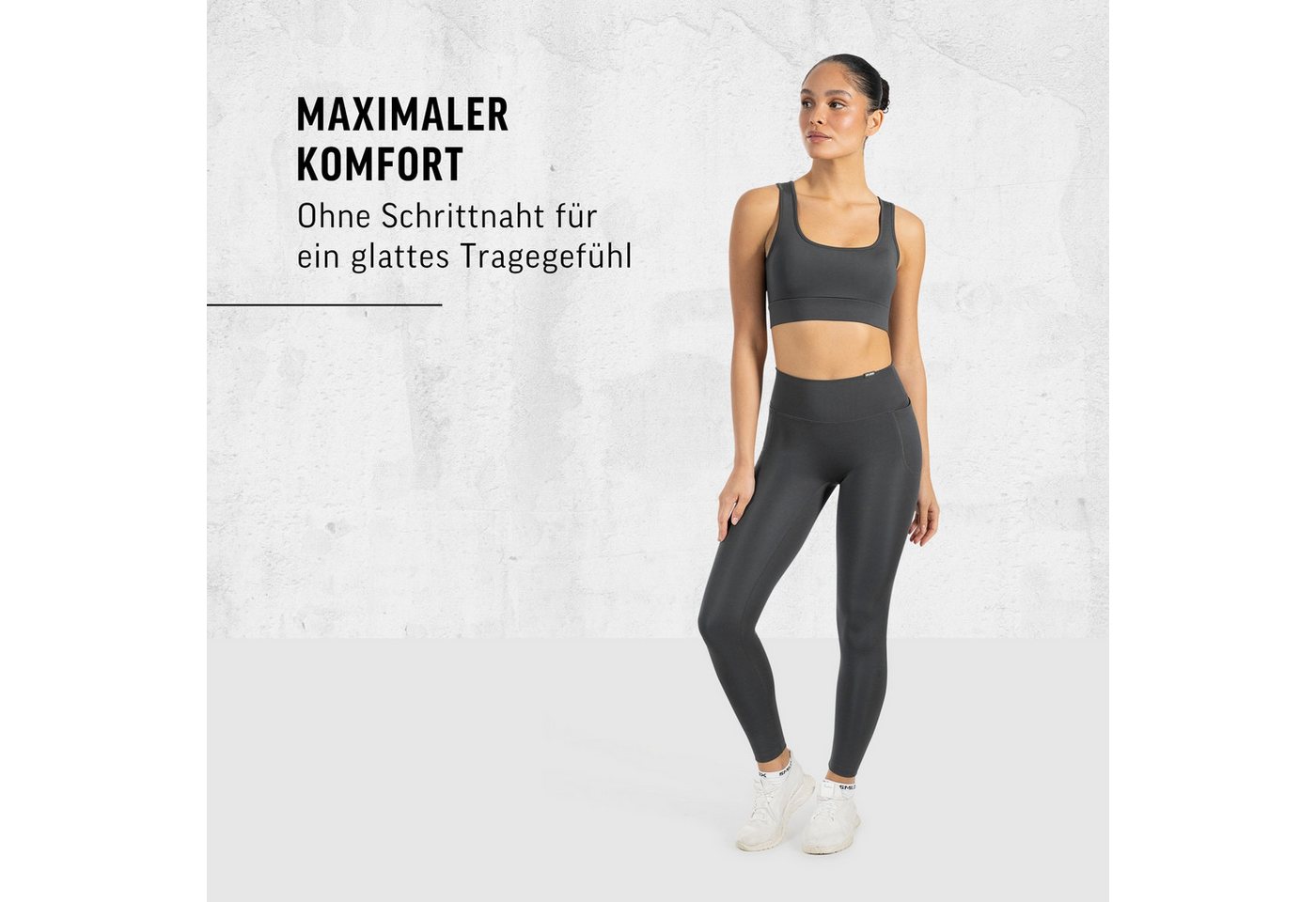 Smilodox Leggings Kelsy, High Waist Sportleggings V-Bund & seitlichen Eingrifftaschen nahtlos im Schritt, figurformende elastische Yogahose, Sport Freizeit – Bild 3 von 5