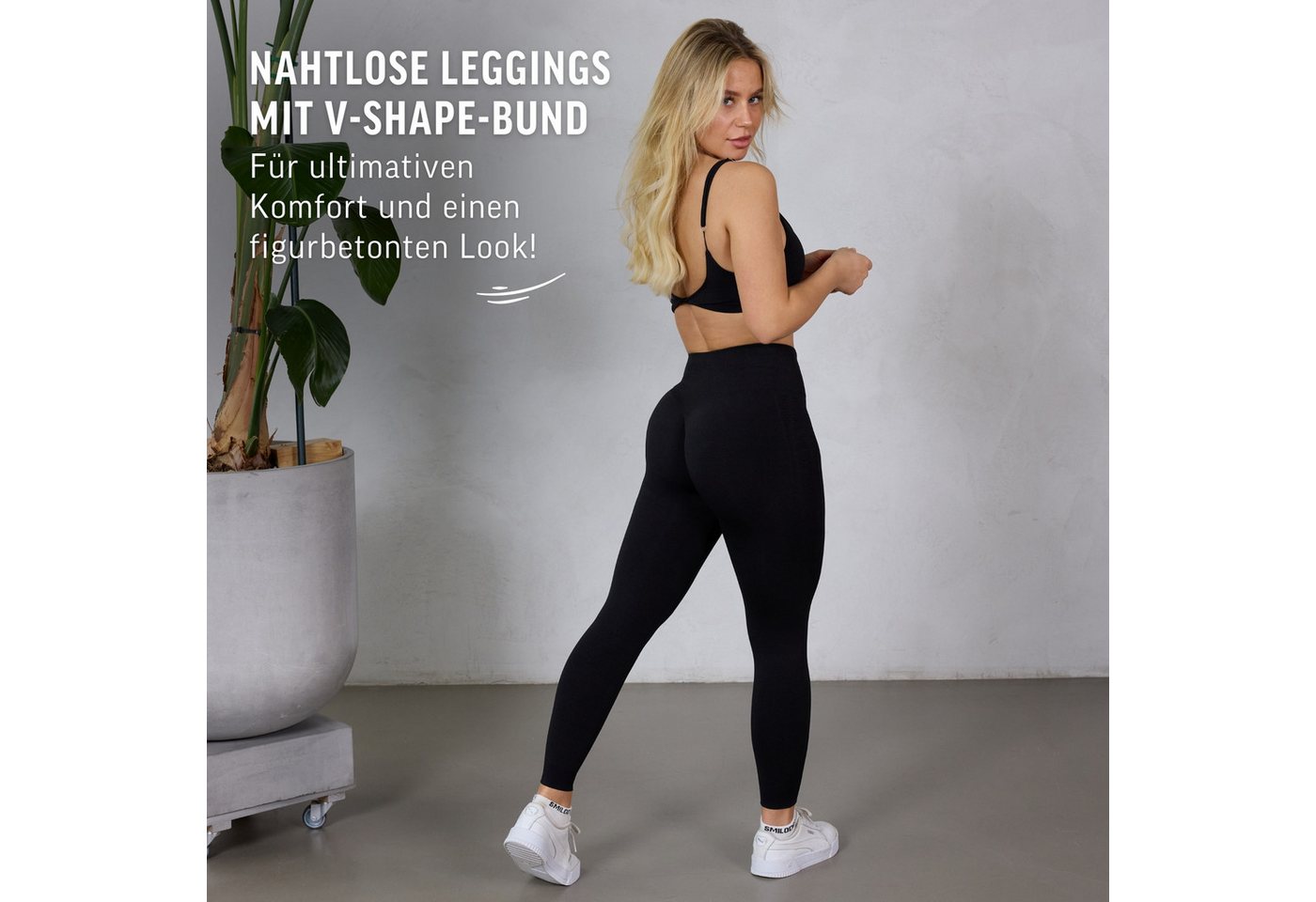 Smilodox Leggings Layne, Scrunch Butt Lift Sporthose, High Waist V-Shape Schweißabsorbierende blickdichte Trainingshose, Sport Fitness Yoga – Bild 3 von 5