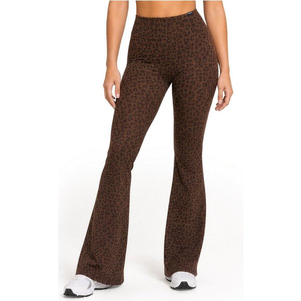 Smilodox Leggings Lithara, Leo-Muster Schlagleggings, Bootcut, für Gym, Yoga & Alltag High Waist, 4-Wege-Stretch, blickdicht, schnelltrocknend