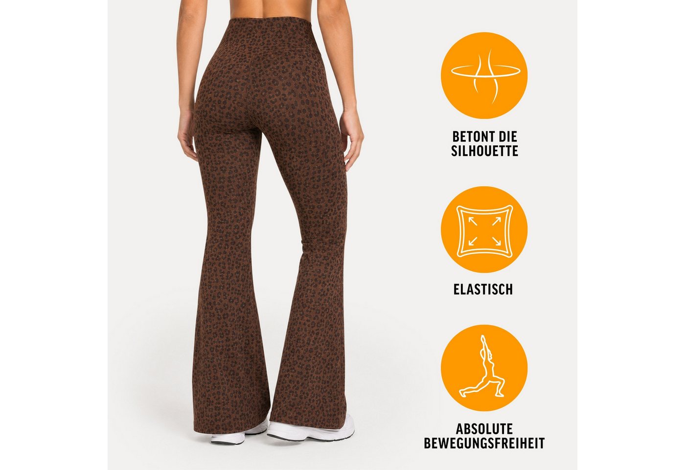 Smilodox Leggings Lithara, Leo-Muster Schlagleggings, Bootcut, für Gym, Yoga & Alltag High Waist, 4-Wege-Stretch, blickdicht, schnelltrocknend – Bild 2 von 5