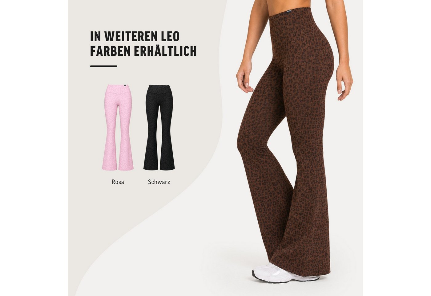 Smilodox Leggings Lithara, Leo-Muster Schlagleggings, Bootcut, für Gym, Yoga & Alltag High Waist, 4-Wege-Stretch, blickdicht, schnelltrocknend – Bild 4 von 5