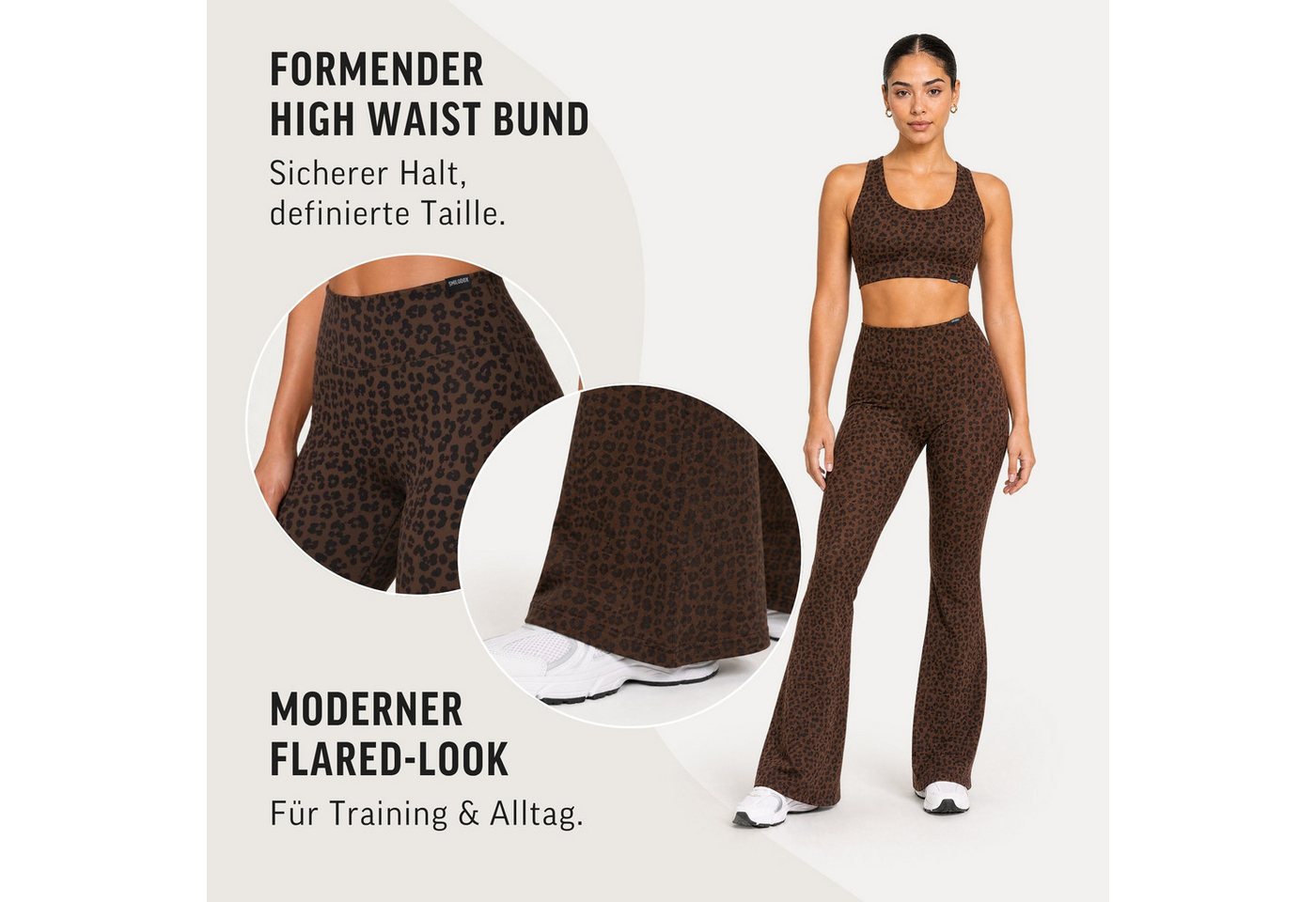 Smilodox Leggings Lithara, Leo-Muster Schlagleggings, Bootcut, für Gym, Yoga & Alltag High Waist, 4-Wege-Stretch, blickdicht, schnelltrocknend – Bild 5 von 5