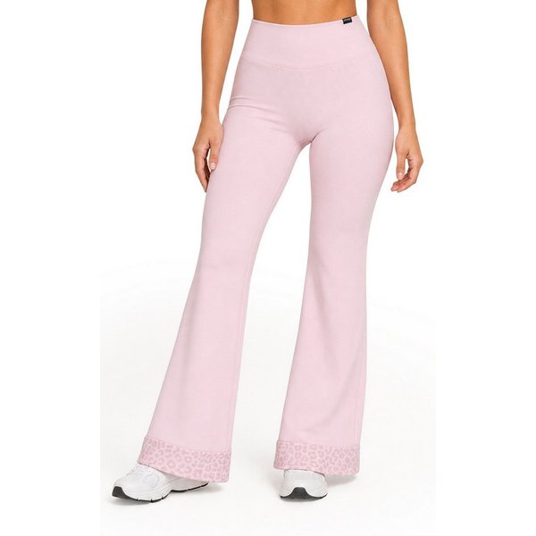 Smilodox Leggings Lithara Solid, Schlagleggings mit Leo-Print, High Waist, Gym & Alltag Leo-Saum, Bootcut, 4-Wege-Stretch, blickdicht