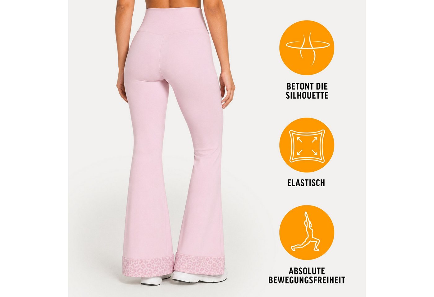 Smilodox Leggings Lithara Solid, Schlagleggings mit Leo-Print, High Waist, Gym & Alltag Leo-Saum, Bootcut, 4-Wege-Stretch, blickdicht – Bild 2 von 5