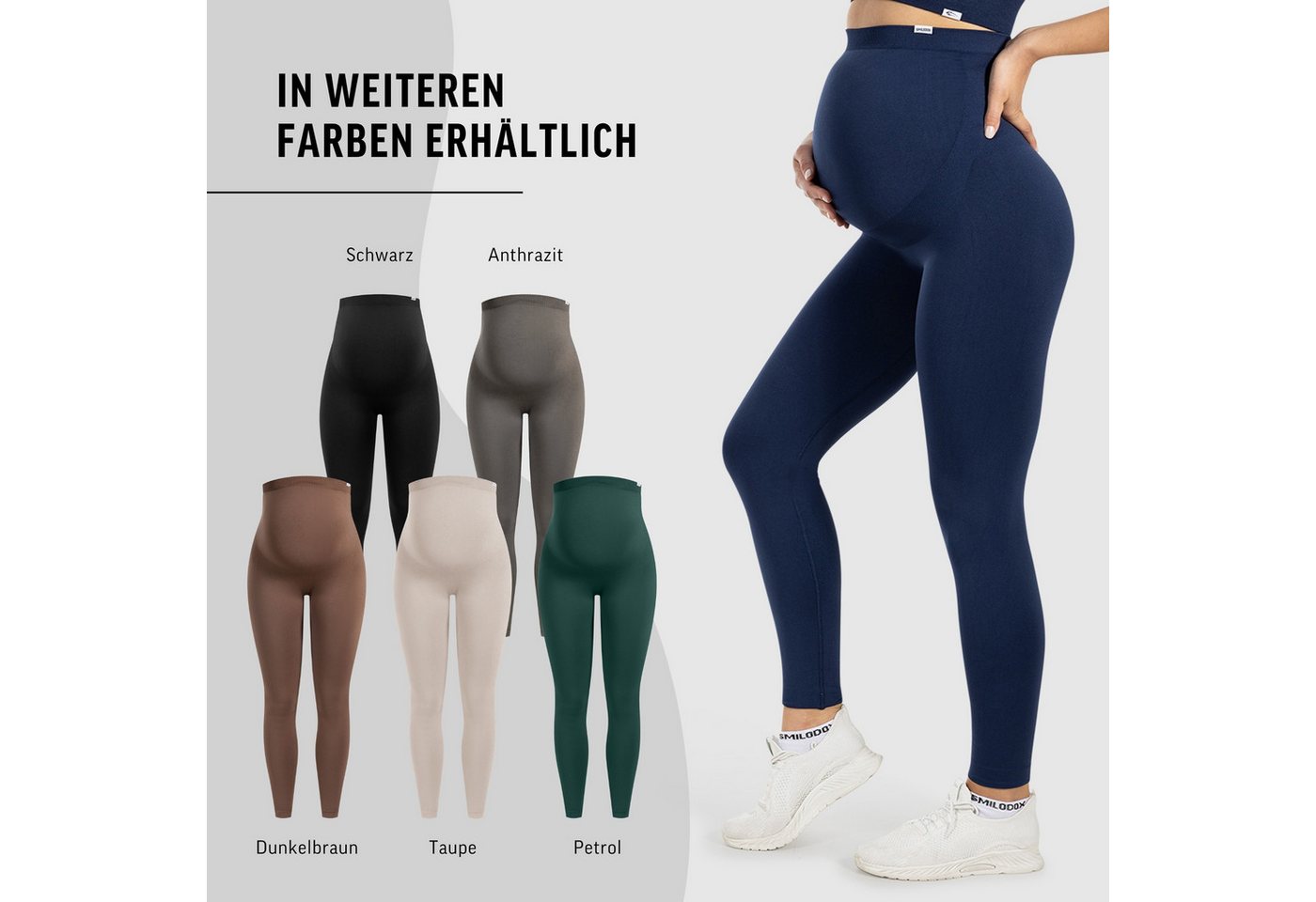 Smilodox Leggings Lorraine, Schwangerschaftsleggings Seamless mit extra hohem Bund Seamless, extra hoher Bund, elastisch & dehnbar – Bild 4 von 5