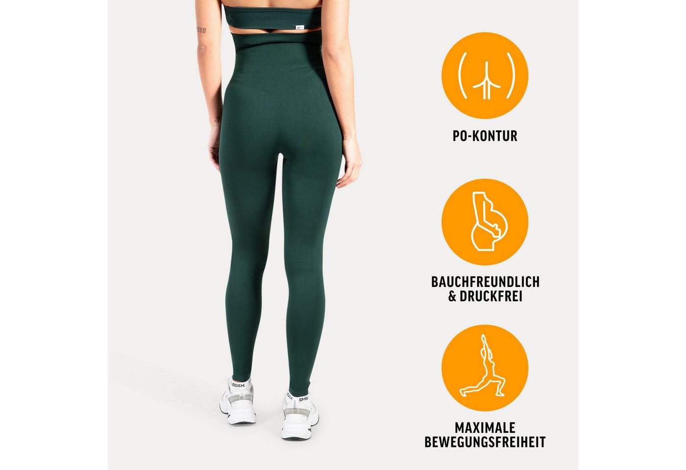 Smilodox Leggings Lorraine, Schwangerschaftsleggings Seamless mit extra hohem Bund Seamless, extra hoher Bund, elastisch & dehnbar – Bild 2 von 5