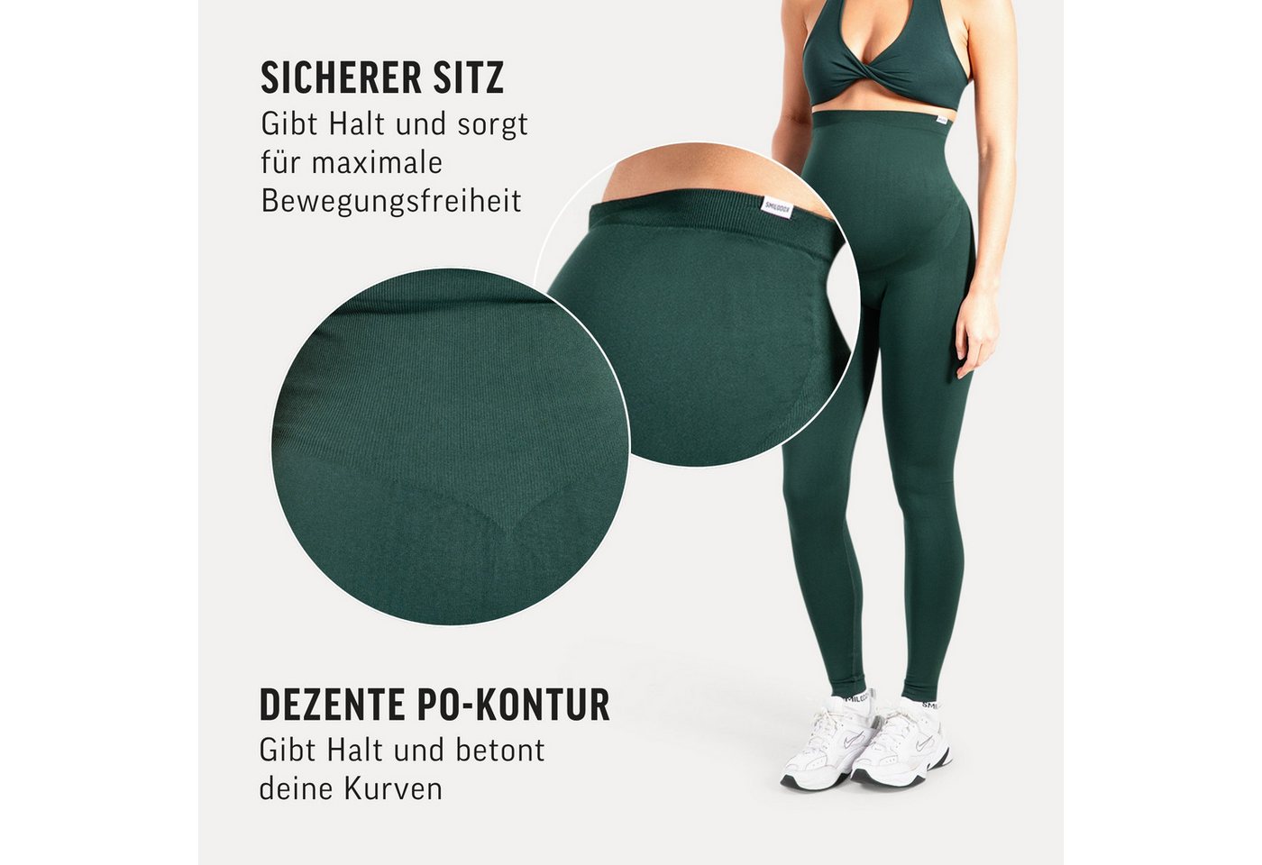 Smilodox Leggings Lorraine, Schwangerschaftsleggings Seamless mit extra hohem Bund Seamless, extra hoher Bund, elastisch & dehnbar – Bild 5 von 5