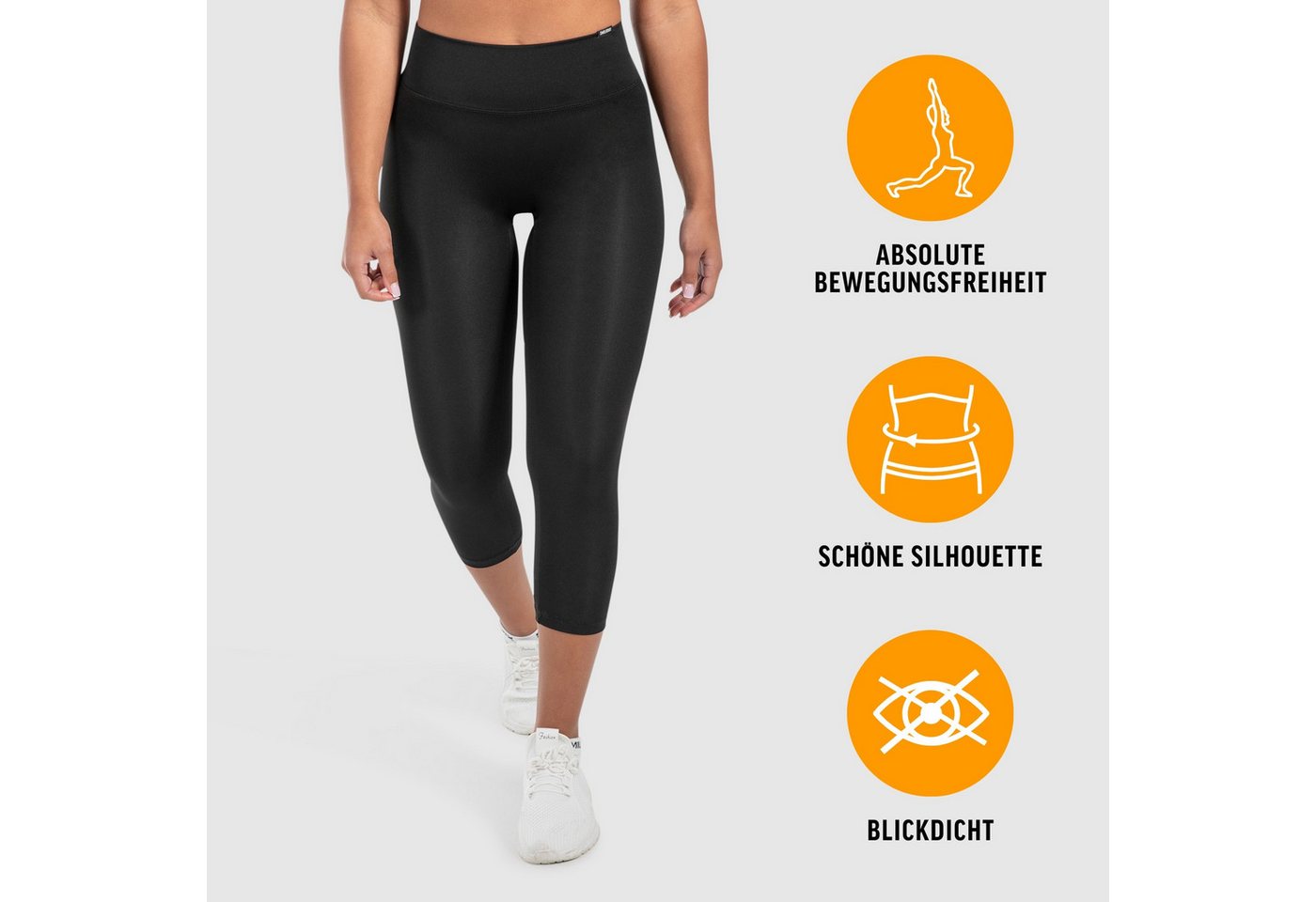 Smilodox Leggings Mirella, High Waist Capri-Leggings, weiches Stretch-Material Blickdichte 3/4 Sportleggings, Shape Fit Trainingshose, Yoga Freizeit – Bild 2 von 5