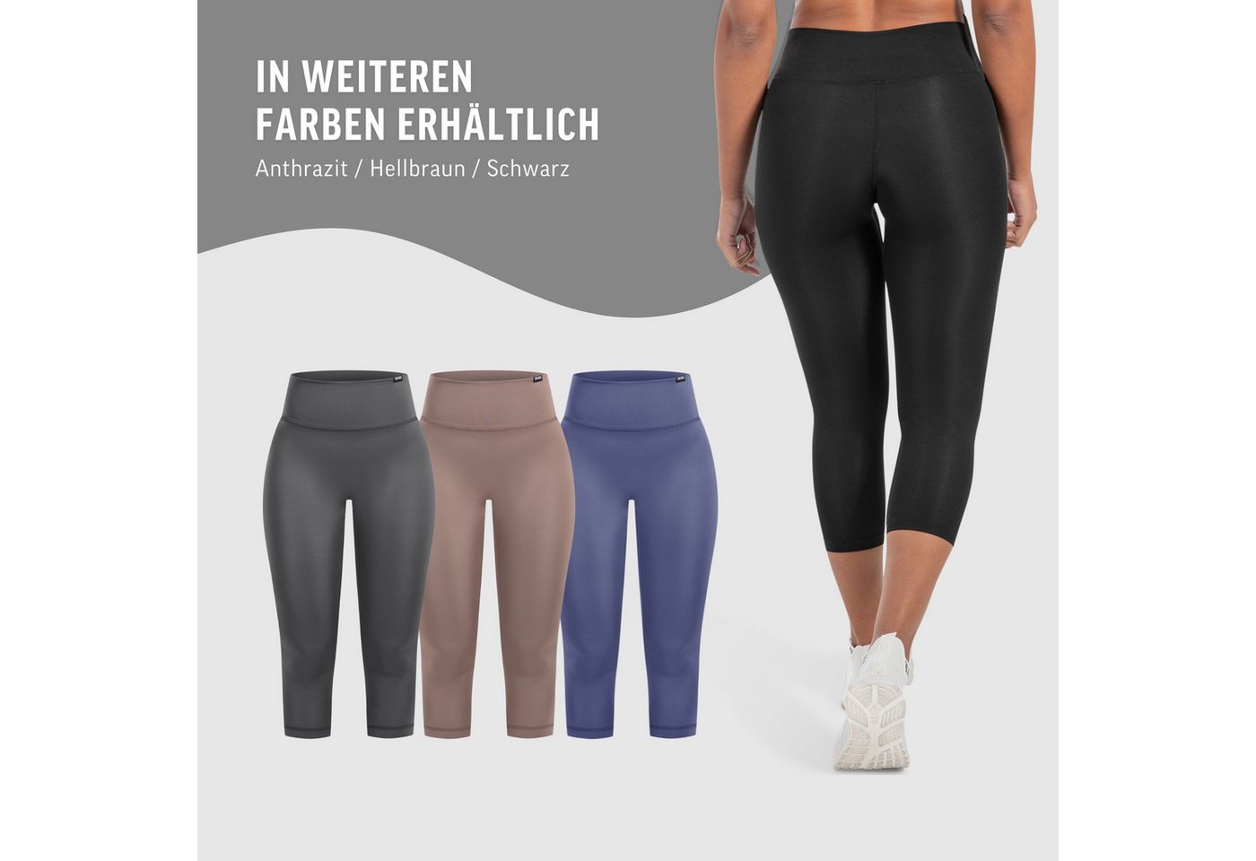 Smilodox Leggings Mirella, High Waist Capri-Leggings, weiches Stretch-Material Blickdichte 3/4 Sportleggings, Shape Fit Trainingshose, Yoga Freizeit – Bild 4 von 5