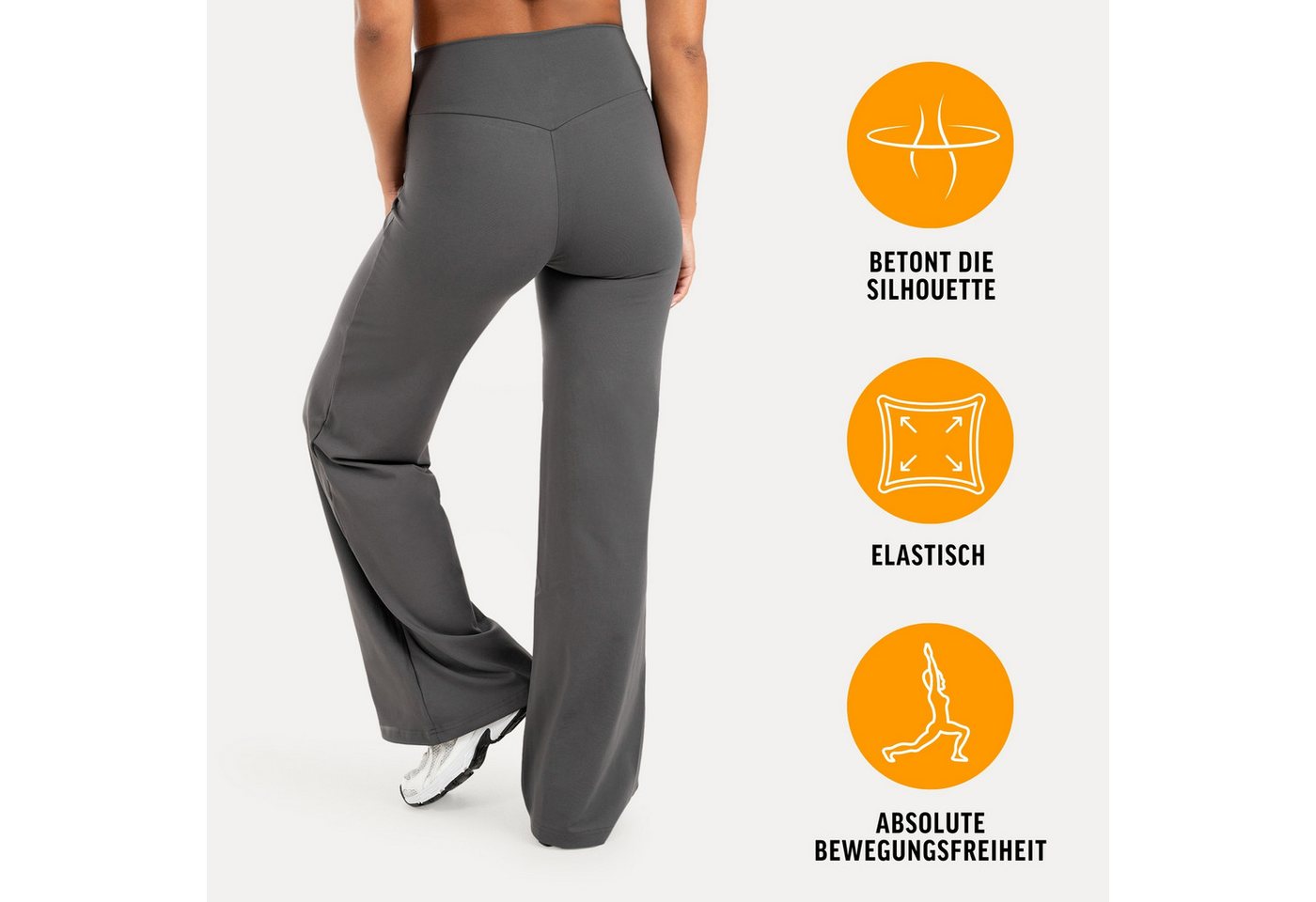 Smilodox Leggings Neola Damen, Schlaghose, V-Shape Bund, für Fitness & Alltag Flared Bein, Performance Stretch, Shaping, Soft Touch – Bild 2 von 5