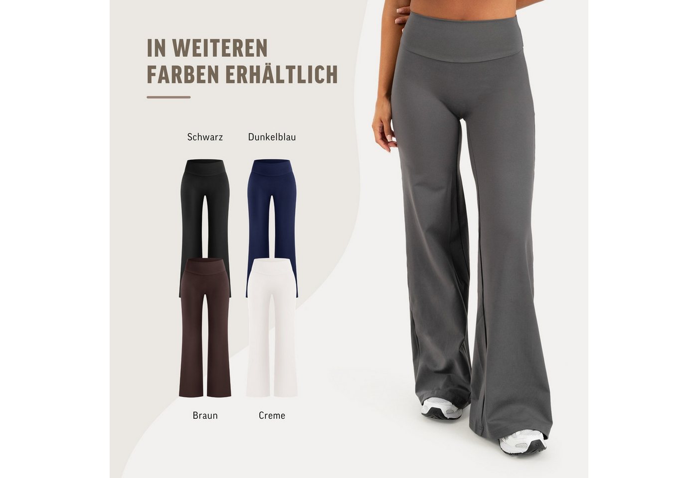 Smilodox Leggings Neola Damen, Schlaghose, V-Shape Bund, für Fitness & Alltag Flared Bein, Performance Stretch, Shaping, Soft Touch – Bild 4 von 5