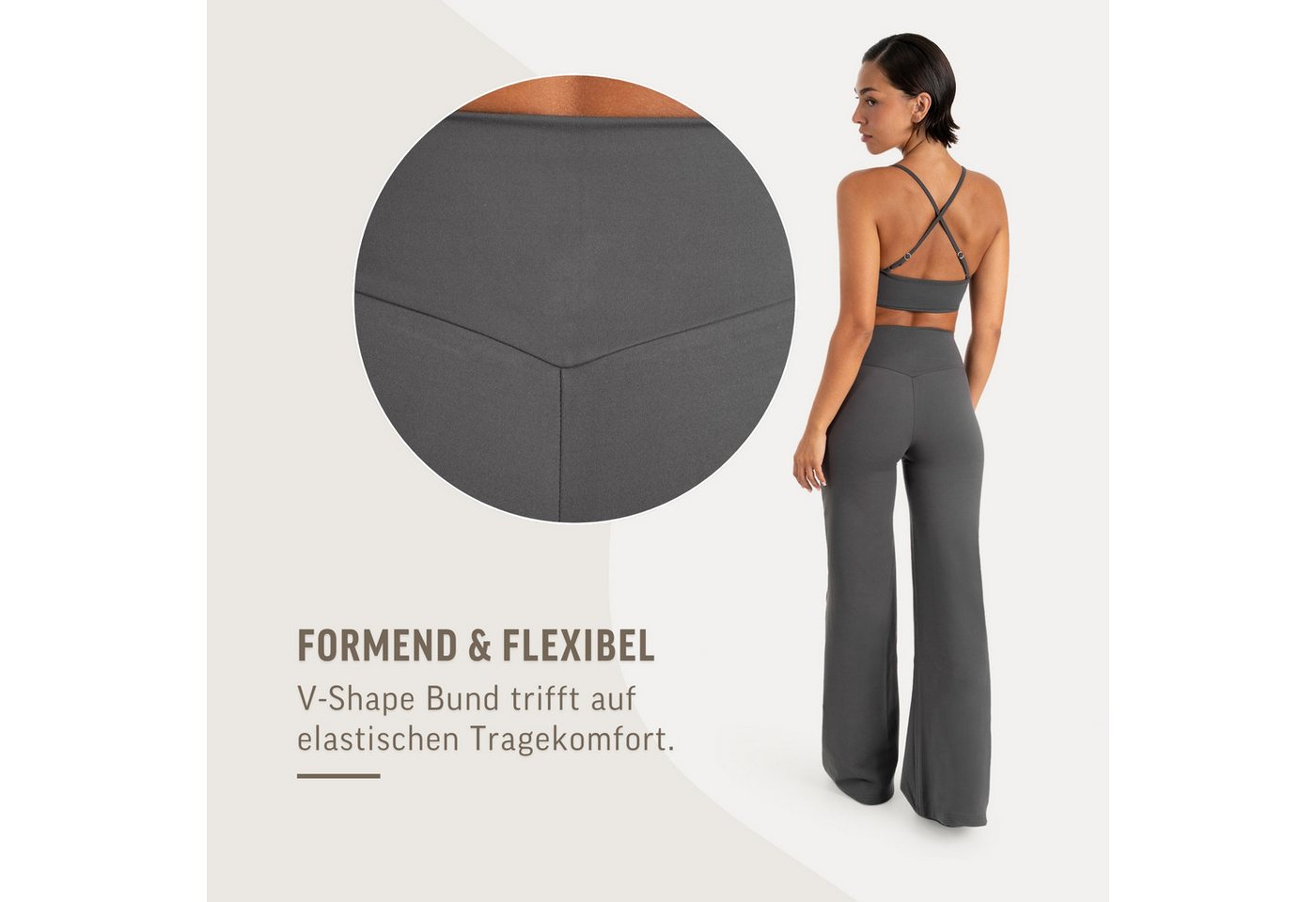 Smilodox Leggings Neola Damen, Schlaghose, V-Shape Bund, für Fitness & Alltag Flared Bein, Performance Stretch, Shaping, Soft Touch – Bild 5 von 5