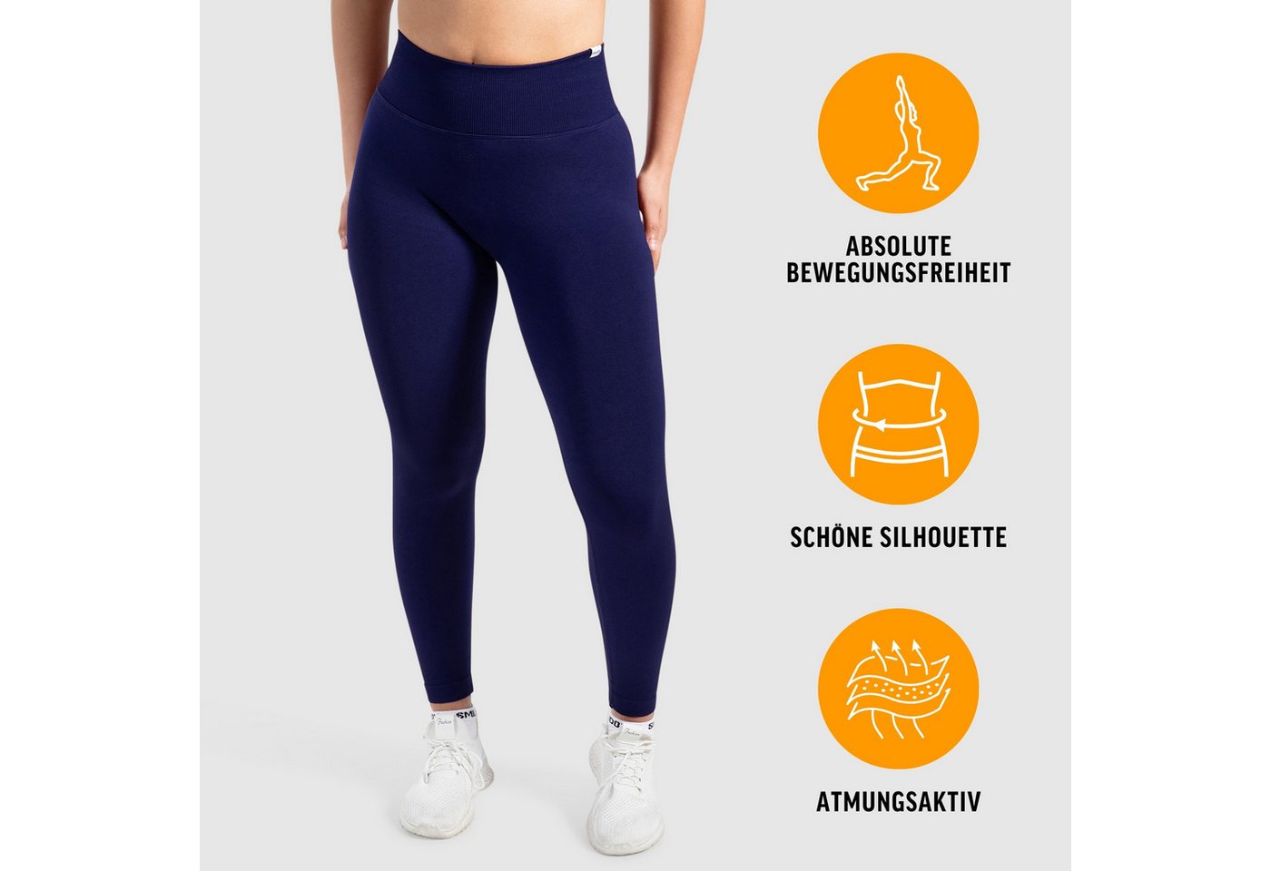 Smilodox Leggings Sena, Nahtlose High Waist Sportleggings mit V-Kontur & Shaped Fit Figurformende Trainingshose aus atmungsaktivem Funktionsmaterial – Bild 2 von 5
