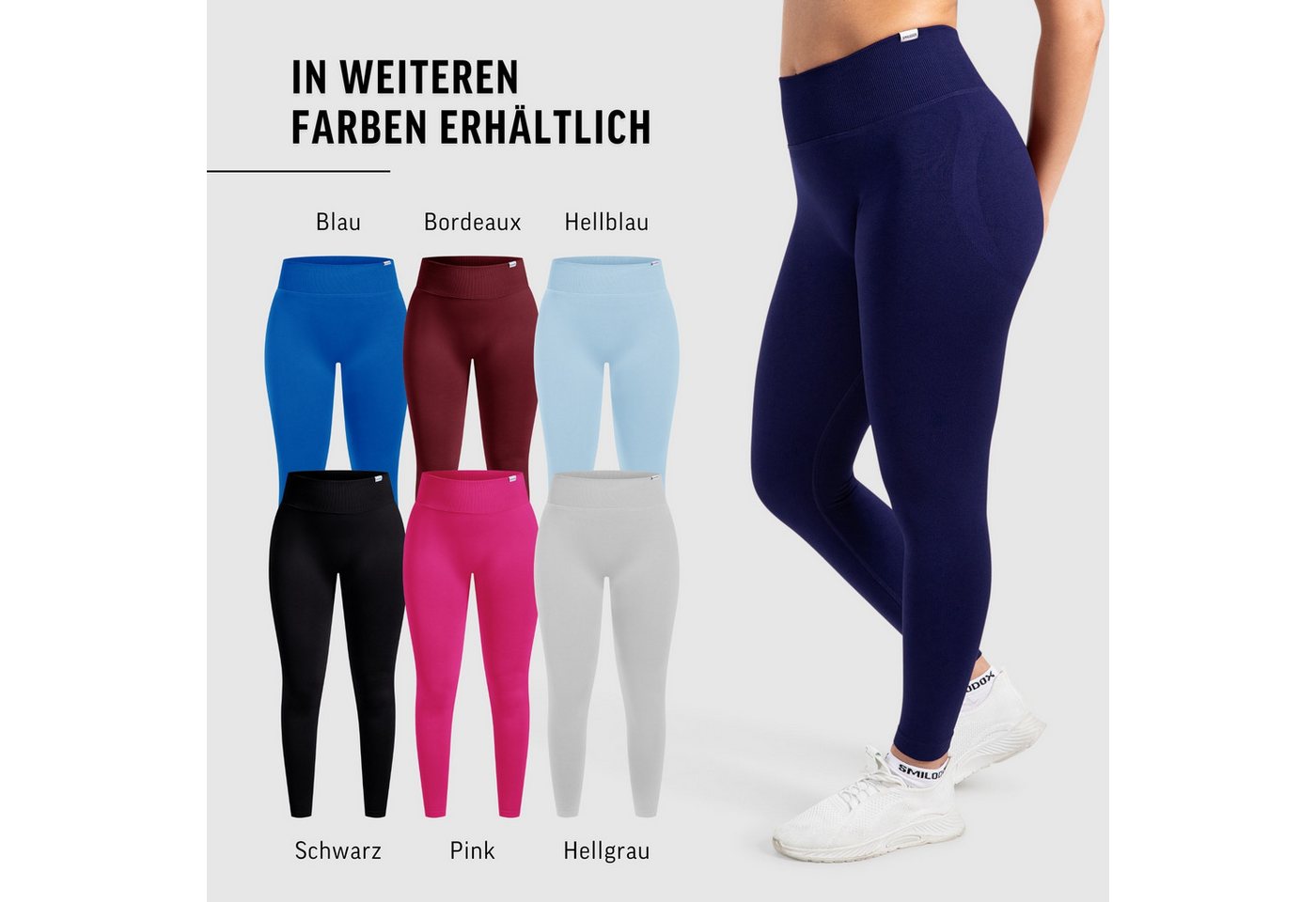 Smilodox Leggings Sena, Nahtlose High Waist Sportleggings mit V-Kontur & Shaped Fit Figurformende Trainingshose aus atmungsaktivem Funktionsmaterial – Bild 4 von 5