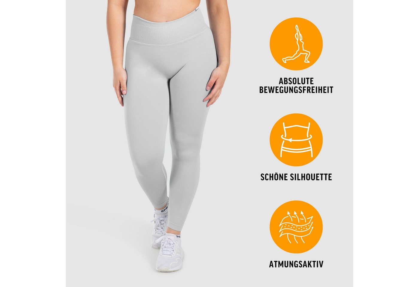 Smilodox Leggings Sena, Nahtlose High Waist Sportleggings mit V-Kontur & Shaped Fit Figurformende Trainingshose aus atmungsaktivem Funktionsmaterial – Bild 2 von 5