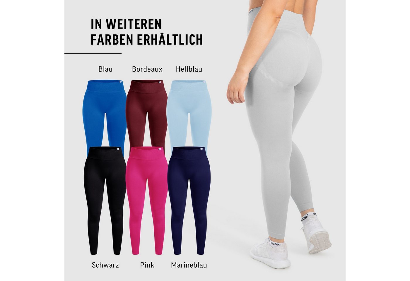 Smilodox Leggings Sena, Nahtlose High Waist Sportleggings mit V-Kontur & Shaped Fit Figurformende Trainingshose aus atmungsaktivem Funktionsmaterial – Bild 4 von 5