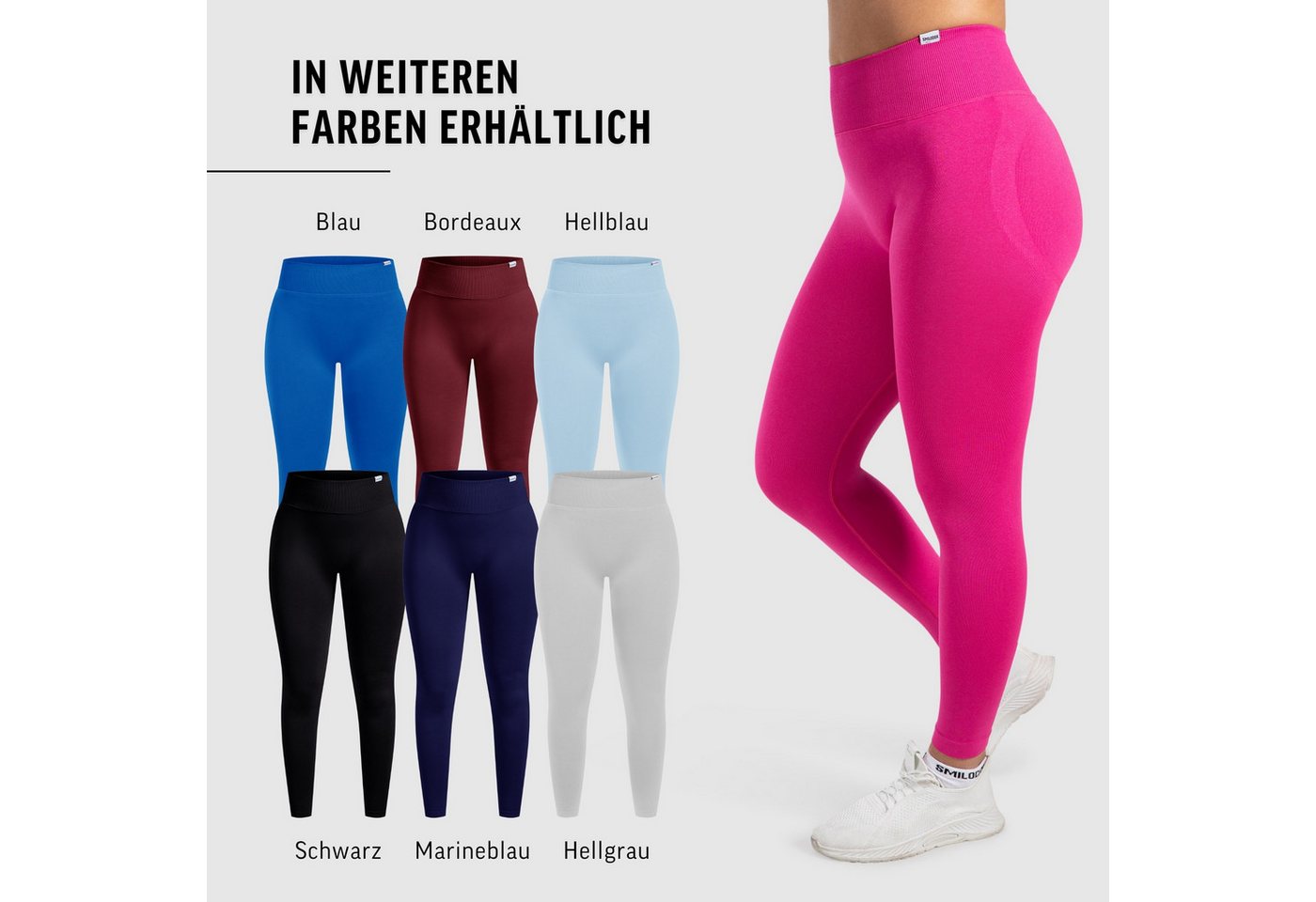 Smilodox Leggings Sena, Nahtlose High Waist Sportleggings mit V-Kontur & Shaped Fit Figurformende Trainingshose aus atmungsaktivem Funktionsmaterial – Bild 4 von 5