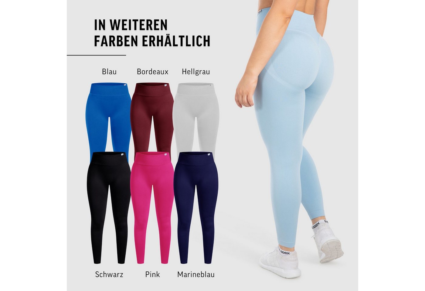 Smilodox Leggings Sena, Nahtlose High Waist Sportleggings mit V-Kontur & Shaped Fit Figurformende Trainingshose aus atmungsaktivem Funktionsmaterial – Bild 4 von 5