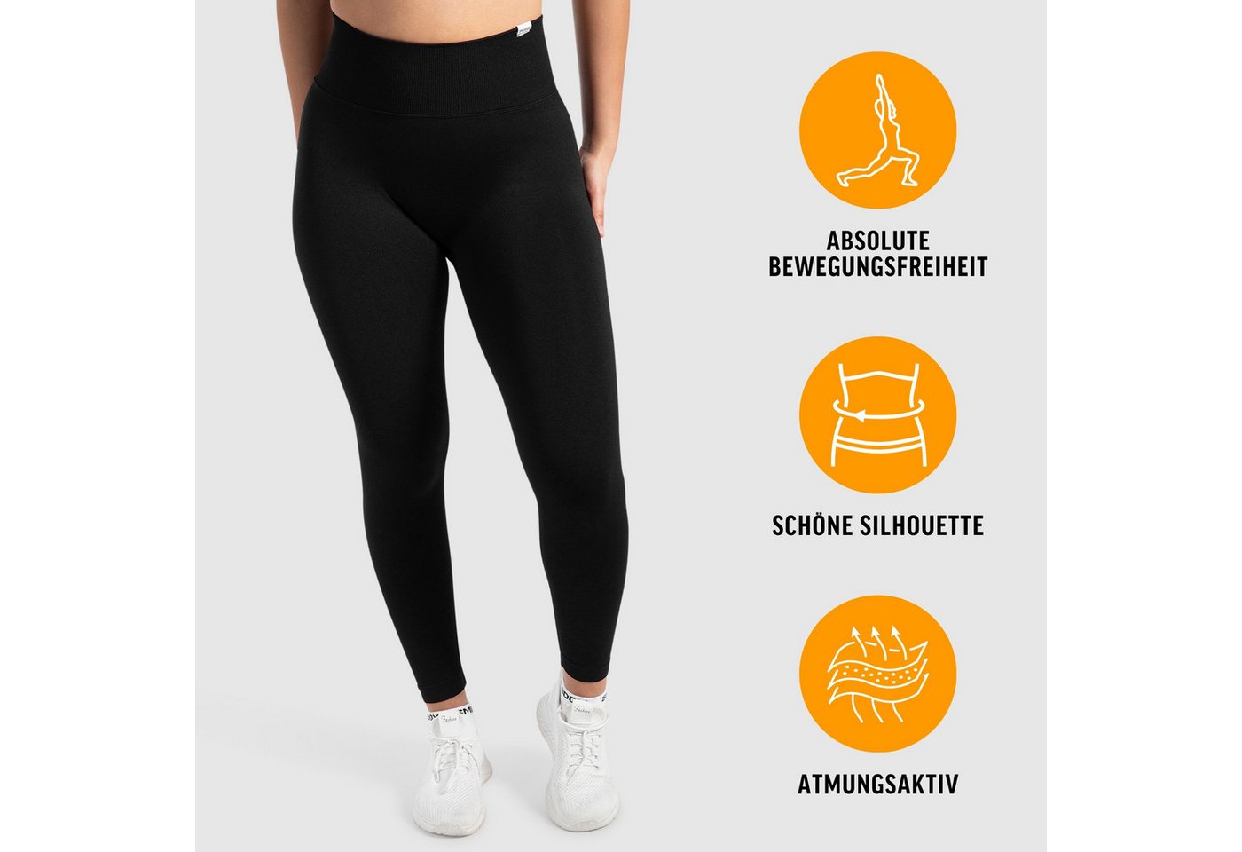 Smilodox Leggings Sena, Nahtlose High Waist Sportleggings mit V-Kontur & Shaped Fit Figurformende Trainingshose aus atmungsaktivem Funktionsmaterial – Bild 2 von 5