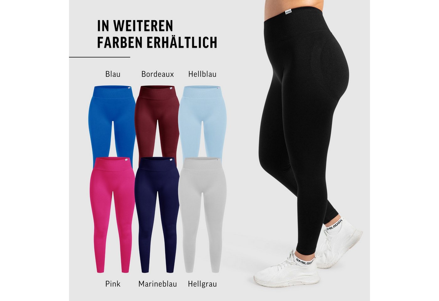 Smilodox Leggings Sena, Nahtlose High Waist Sportleggings mit V-Kontur & Shaped Fit Figurformende Trainingshose aus atmungsaktivem Funktionsmaterial – Bild 4 von 5