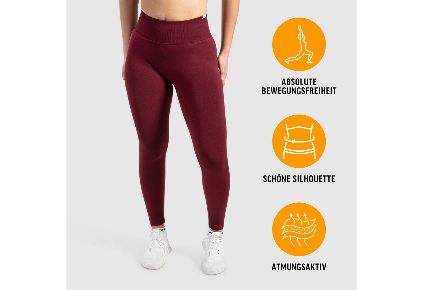 Smilodox Leggings Sena, Nahtlose High Waist Sportleggings mit V-Kontur & Shaped Fit Figurformende Trainingshose aus atmungsaktivem Funktionsmaterial – Bild 2 von 5