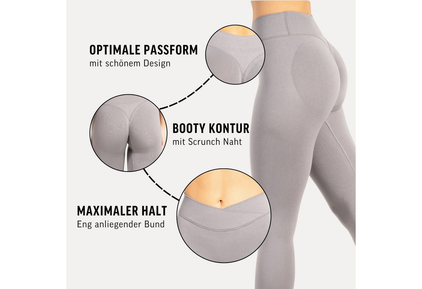 Smilodox Leggings Silvia, High Waist Sporthose Blickdicht Yogahose Booty Scrunch Leggings Damen Seamless Smilodox Label Fitness – Bild 5 von 5