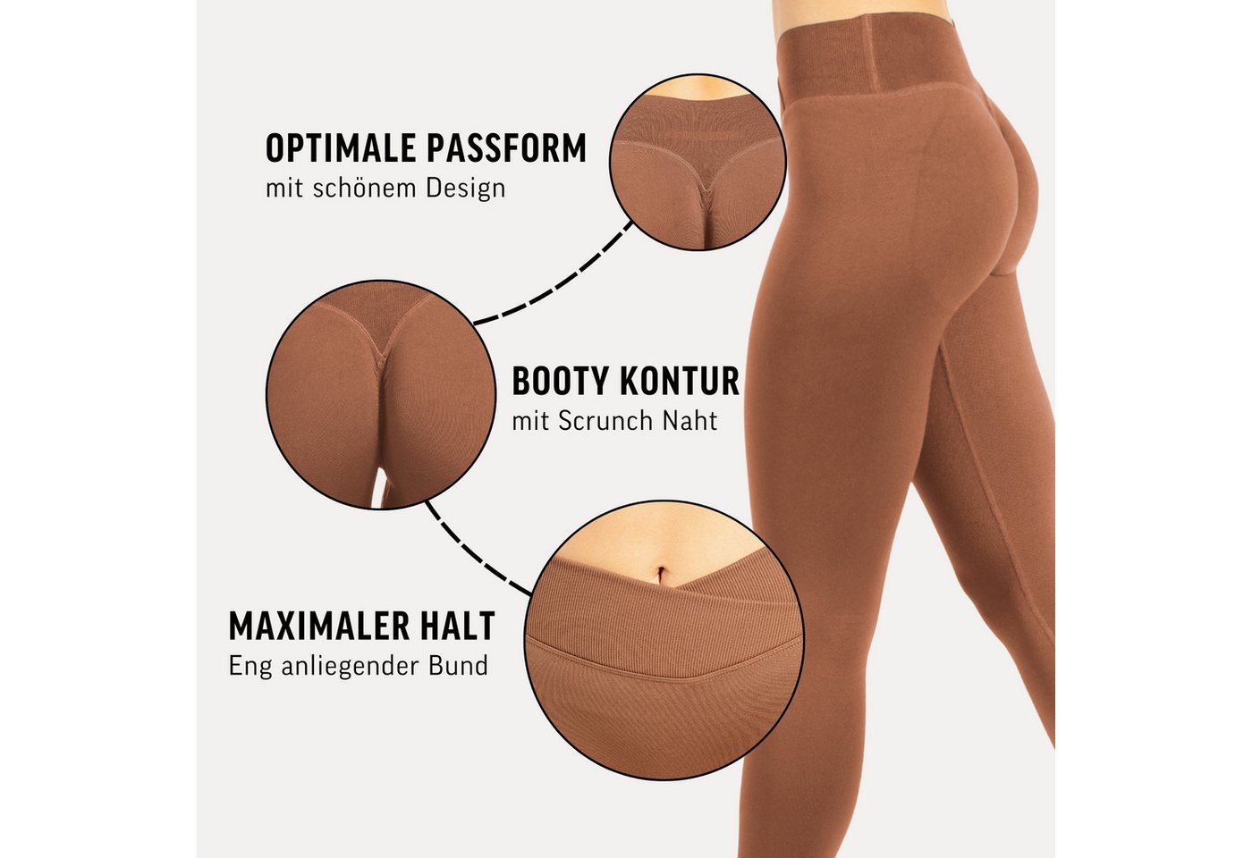 Smilodox Leggings Silvia, High Waist Sporthose Blickdicht Yogahose Booty Scrunch Leggings Damen Seamless Smilodox Label Fitness – Bild 5 von 5