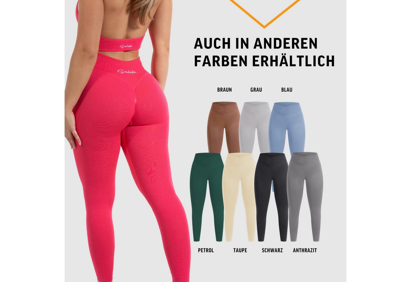 Smilodox Leggings Silvia, High Waist Sporthose Blickdicht Yogahose Booty Scrunch Leggings Damen Seamless Smilodox Label Fitness – Bild 4 von 5