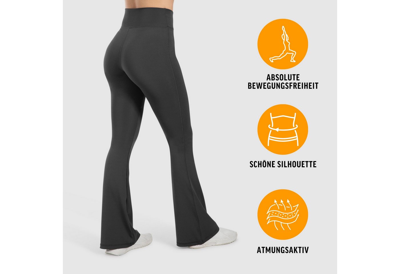 Smilodox Leggings SoftFeel Leonora, Bootcut Yogahose, atmungsaktiv & 4-Wege-Stretch High Waist Freizeithose, weiche Oberfläche, Yoga Pilates Stretching – Bild 2 von 5