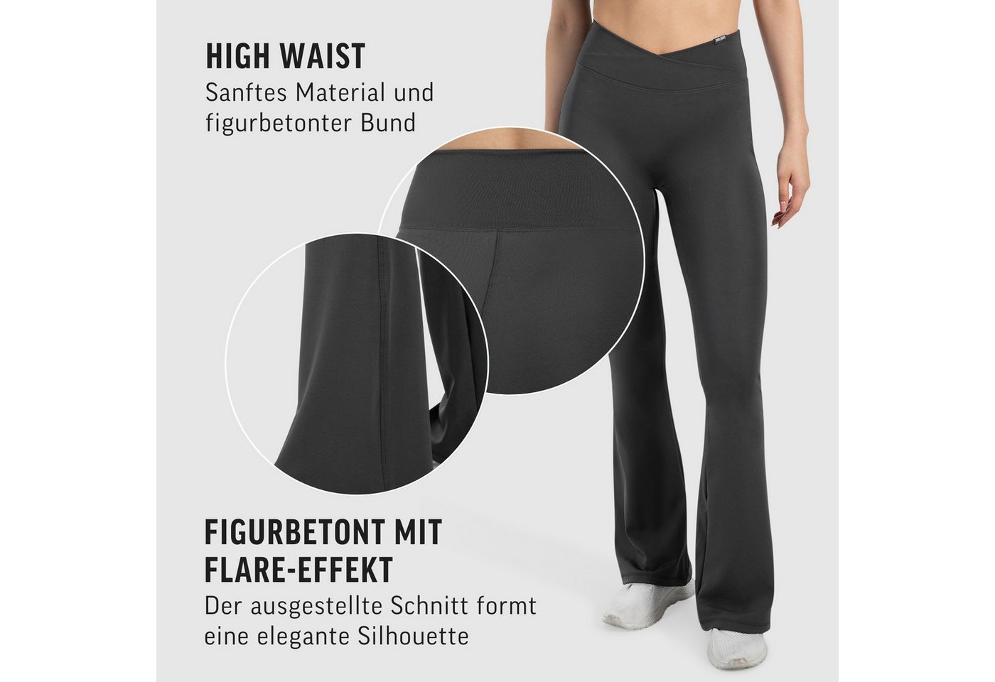 Smilodox Leggings SoftFeel Leonora, Bootcut Yogahose, atmungsaktiv & 4-Wege-Stretch High Waist Freizeithose, weiche Oberfläche, Yoga Pilates Stretching – Bild 5 von 5