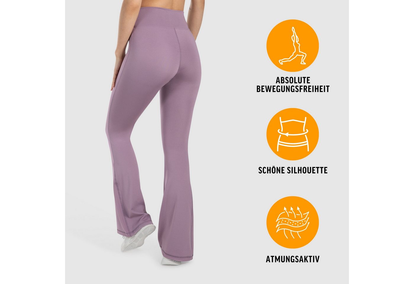 Smilodox Leggings SoftFeel Leonora, Bootcut Yogahose, atmungsaktiv & 4-Wege-Stretch High Waist Freizeithose, weiche Oberfläche, Yoga Pilates Stretching – Bild 2 von 5