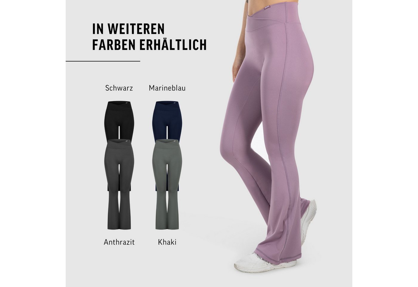 Smilodox Leggings SoftFeel Leonora, Bootcut Yogahose, atmungsaktiv & 4-Wege-Stretch High Waist Freizeithose, weiche Oberfläche, Yoga Pilates Stretching – Bild 4 von 5