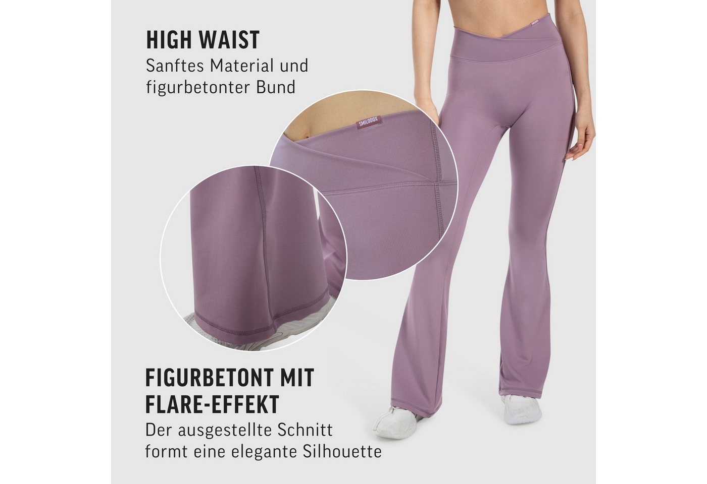 Smilodox Leggings SoftFeel Leonora, Bootcut Yogahose, atmungsaktiv & 4-Wege-Stretch High Waist Freizeithose, weiche Oberfläche, Yoga Pilates Stretching – Bild 5 von 5