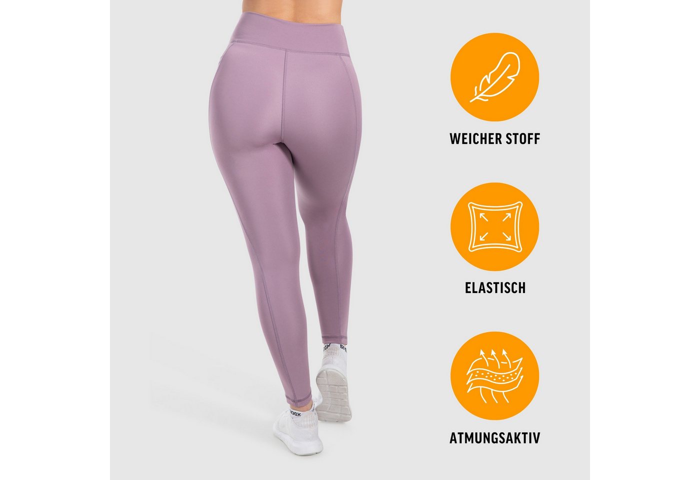 Smilodox Leggings SoftFeel Leticia, High Waist Yogahose mit seitlichen Taschen, Yoga atmungsaktiv, schnelltrocknend, 4-Wege-Stretch, Feuchtigkeitsabweisend – Bild 2 von 5