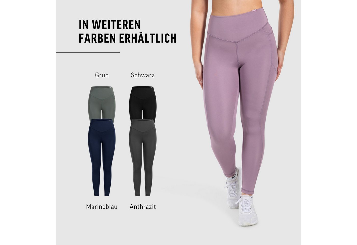 Smilodox Leggings SoftFeel Leticia, High Waist Yogahose mit seitlichen Taschen, Yoga atmungsaktiv, schnelltrocknend, 4-Wege-Stretch, Feuchtigkeitsabweisend – Bild 4 von 5