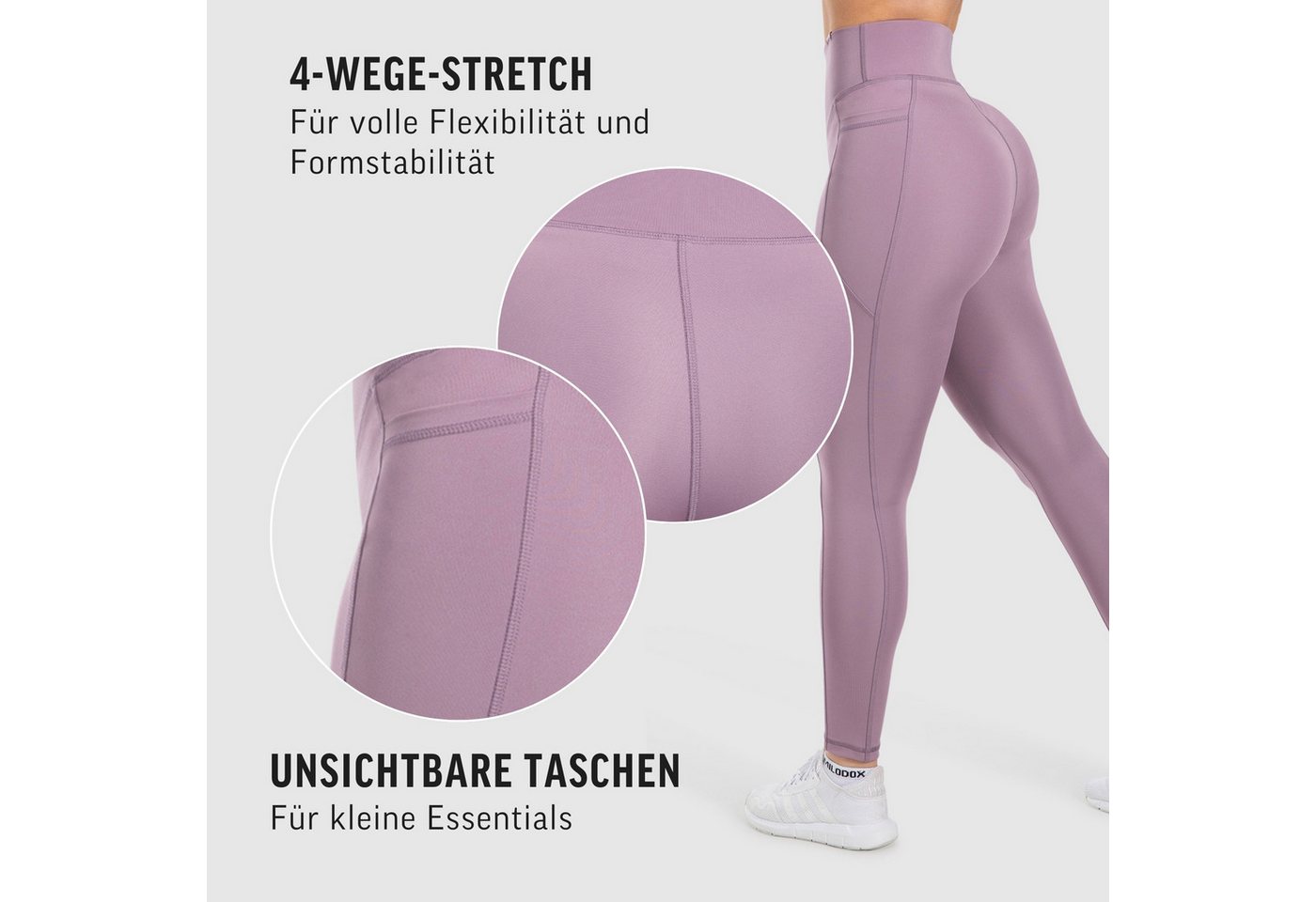 Smilodox Leggings SoftFeel Leticia, High Waist Yogahose mit seitlichen Taschen, Yoga atmungsaktiv, schnelltrocknend, 4-Wege-Stretch, Feuchtigkeitsabweisend – Bild 5 von 5