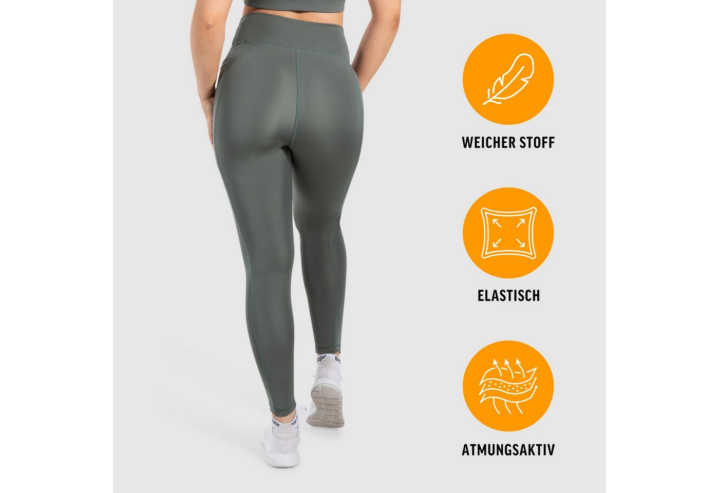 Smilodox Leggings SoftFeel Leticia, High Waist Yogahose mit seitlichen Taschen, Yoga atmungsaktiv, schnelltrocknend, 4-Wege-Stretch, Feuchtigkeitsabweisend – Bild 2 von 5