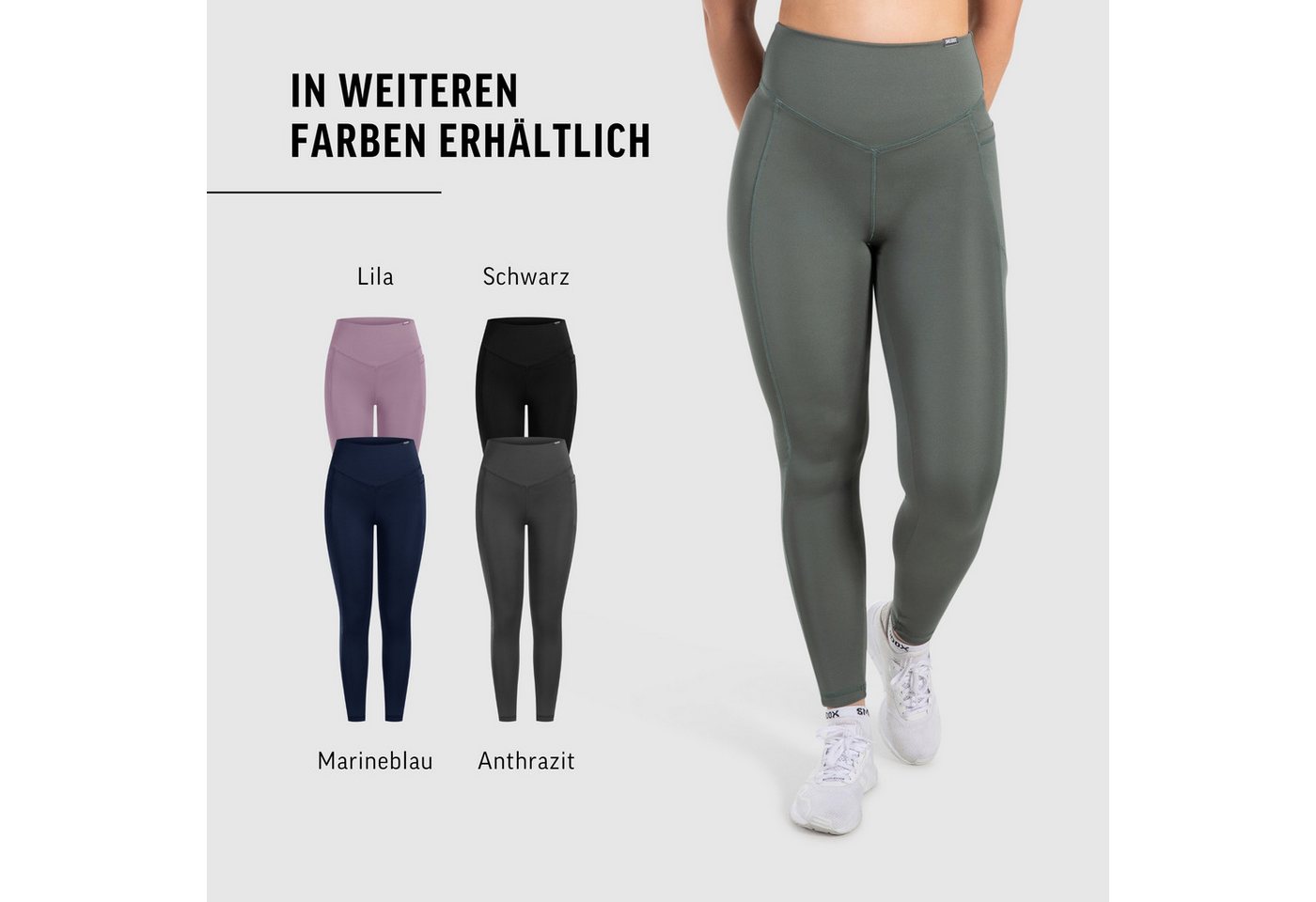 Smilodox Leggings SoftFeel Leticia, High Waist Yogahose mit seitlichen Taschen, Yoga atmungsaktiv, schnelltrocknend, 4-Wege-Stretch, Feuchtigkeitsabweisend – Bild 4 von 5