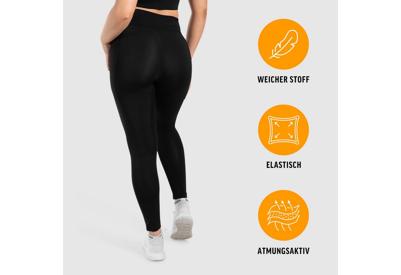 Smilodox Leggings SoftFeel Leticia, High Waist Yogahose mit seitlichen Taschen, Yoga atmungsaktiv, schnelltrocknend, 4-Wege-Stretch, Feuchtigkeitsabweisend – Bild 2 von 5