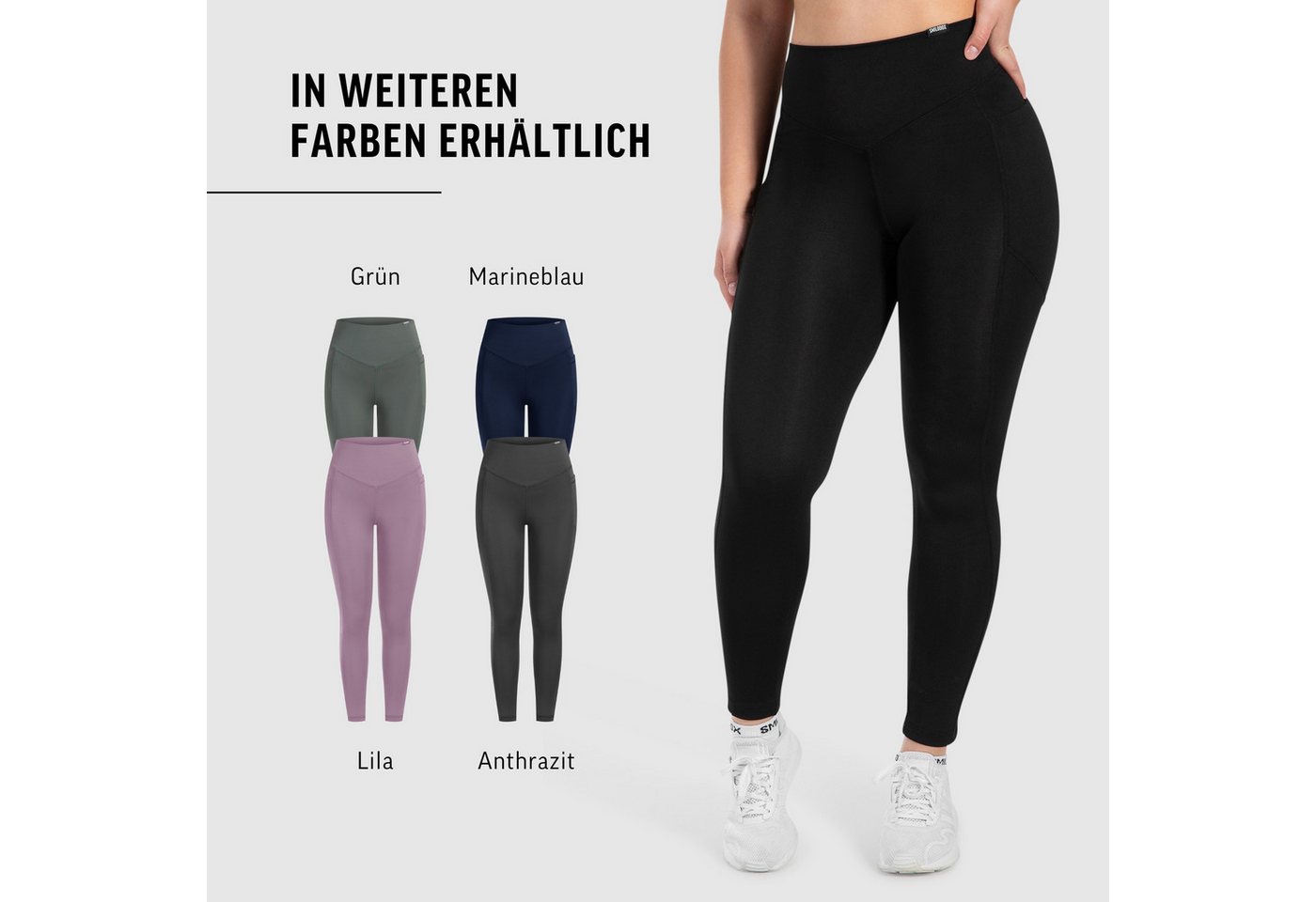Smilodox Leggings SoftFeel Leticia, High Waist Yogahose mit seitlichen Taschen, Yoga atmungsaktiv, schnelltrocknend, 4-Wege-Stretch, Feuchtigkeitsabweisend – Bild 4 von 5