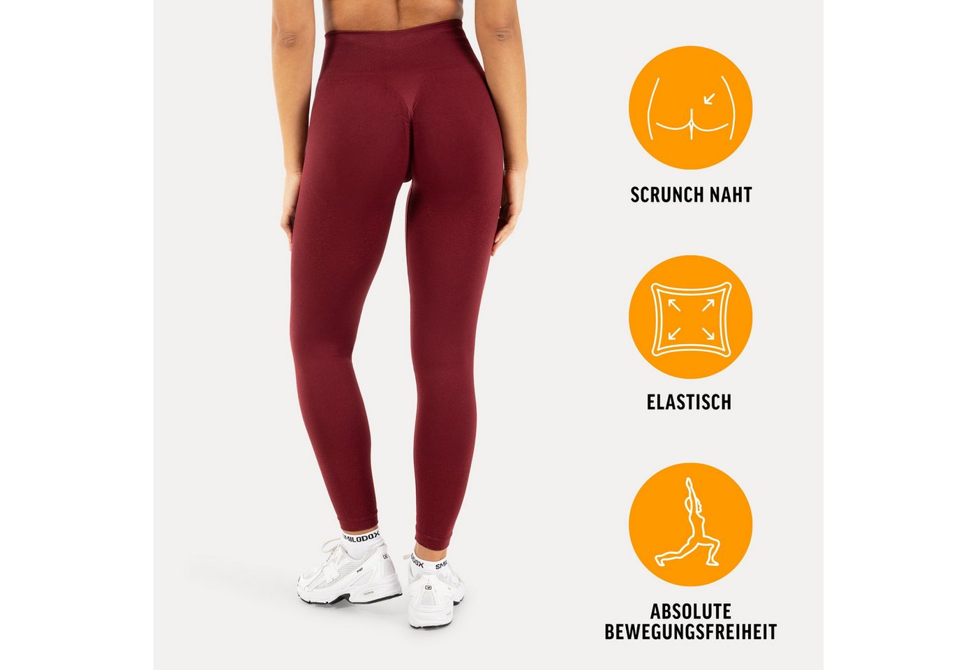 Smilodox Leggings Timea Sporthose Damen, Scrunch, Shaped Fit, High Waist, Gym Scrunch Naht, Rippstruktur, Shaped Fit, hoher Bund, Stretch – Bild 2 von 5