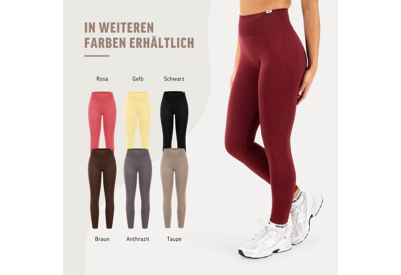 Smilodox Leggings Timea Sporthose Damen, Scrunch, Shaped Fit, High Waist, Gym Scrunch Naht, Rippstruktur, Shaped Fit, hoher Bund, Stretch – Bild 4 von 5
