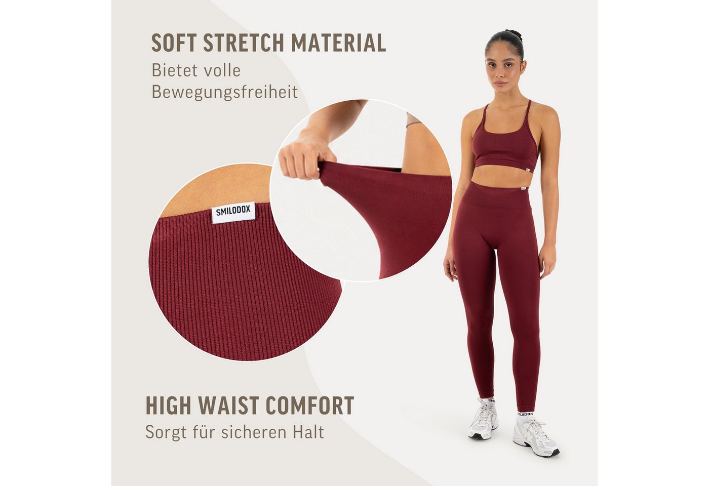 Smilodox Leggings Timea Sporthose Damen, Scrunch, Shaped Fit, High Waist, Gym Scrunch Naht, Rippstruktur, Shaped Fit, hoher Bund, Stretch – Bild 5 von 5