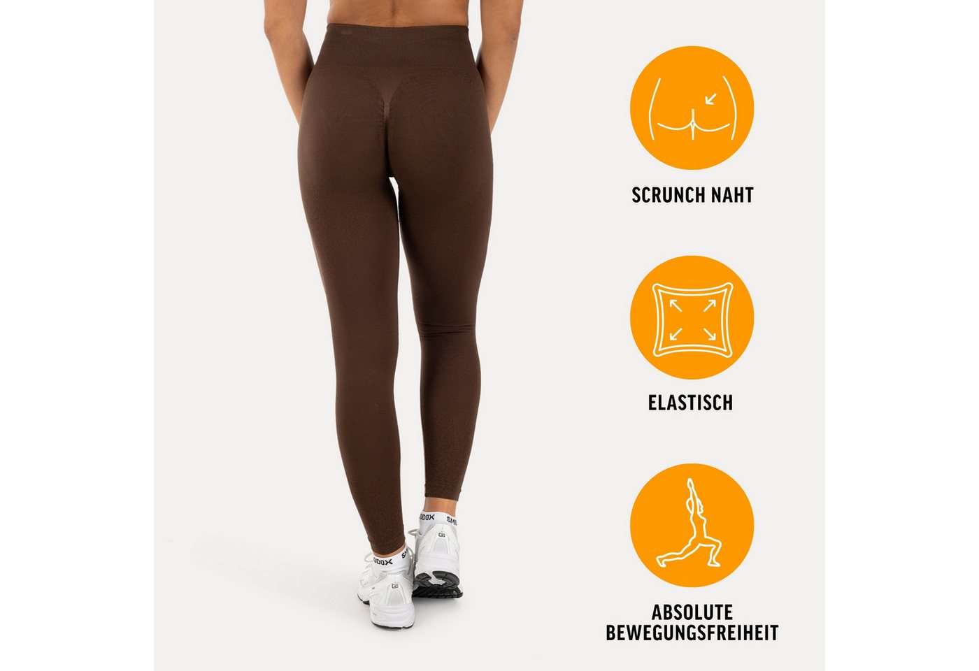 Smilodox Leggings Timea Sporthose Damen, Scrunch, Shaped Fit, High Waist, Gym Scrunch Naht, Rippstruktur, Shaped Fit, hoher Bund, Stretch – Bild 2 von 5