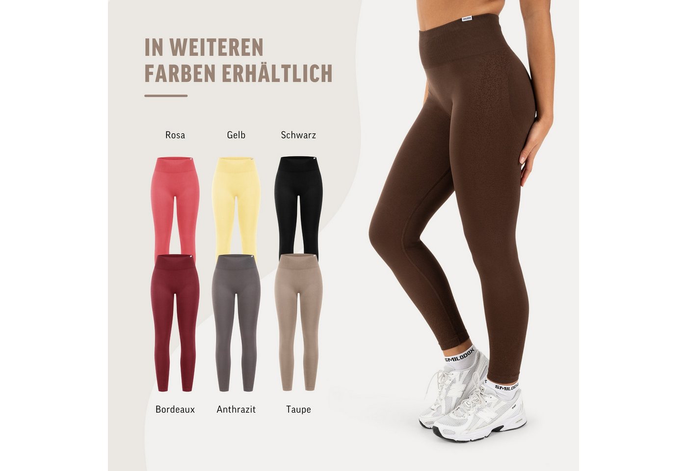 Smilodox Leggings Timea Sporthose Damen, Scrunch, Shaped Fit, High Waist, Gym Scrunch Naht, Rippstruktur, Shaped Fit, hoher Bund, Stretch – Bild 4 von 5