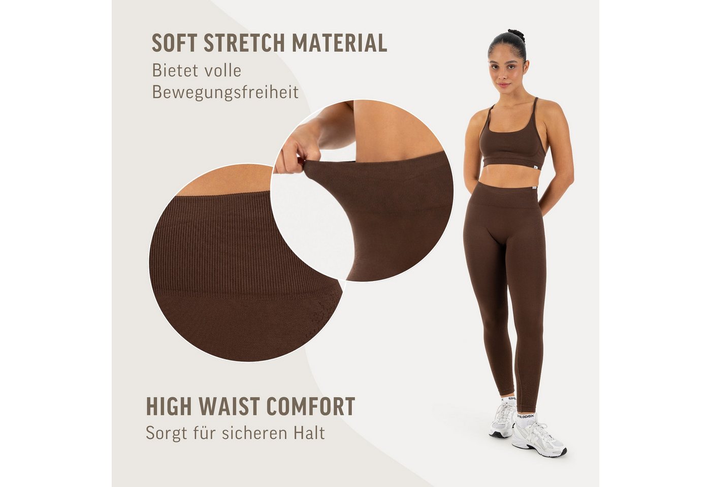 Smilodox Leggings Timea Sporthose Damen, Scrunch, Shaped Fit, High Waist, Gym Scrunch Naht, Rippstruktur, Shaped Fit, hoher Bund, Stretch – Bild 5 von 5